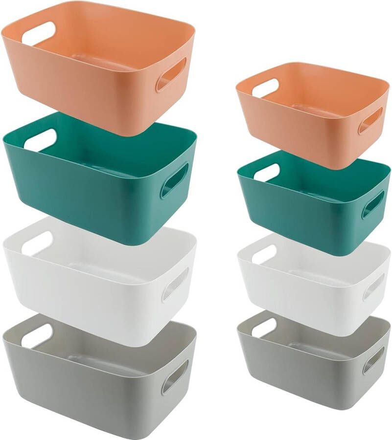 Opbergmand Plastic manden Opbergdoos Kleine manddozen met handvatten Opslagcontainer Organizer voor badkamer Keukenplank Kast Cosmetica 8 stuks