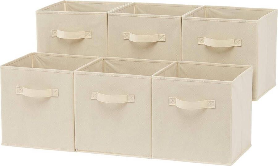 Opbergmand Stoffen Opbergkubus Stoffen Handgrepen Beige 6 Stuks Opbergbox Opbergdoos
