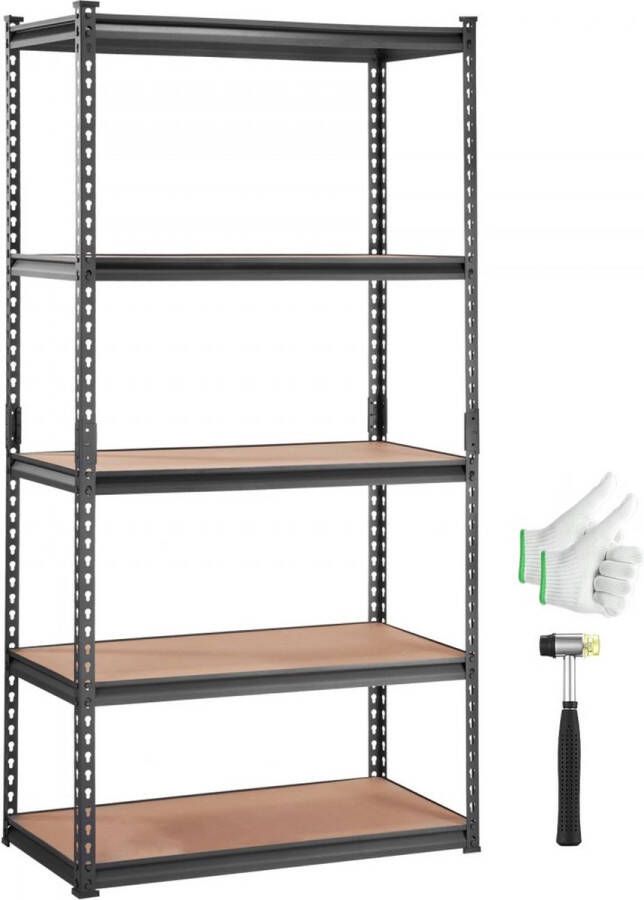 Opbergrek 907 2 kg Totale laadcapaciteit 181 4 kg per plank Kelderrek SPCC Koolstofstaal + MDF-paneel Inhaakrek 90x45x182 88cm Werkplaatsrek Heavy Duty rek Kelderrek Plank Verstelbaar