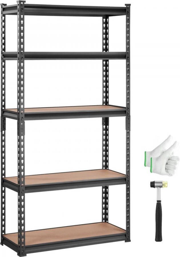 Opbergrek 907 2 kg Totale laadcapaciteit 181 4 kg per plank Kelderrek SPCC Koolstofstaal + MDF-paneel Inhaakbare rekken 75x30x152cm Werkplaatsrek Heavy Duty rek Kelderrek Plank Verstelbaar