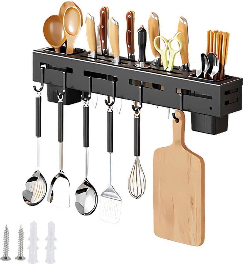 Opbergrek voor de keuken hoeklijst met en zonder boren ophanging voor keukengerei 6 haken zelfklevende keuken hakenlijst keukenhulp kookaccessoires ophangrek keukengerei