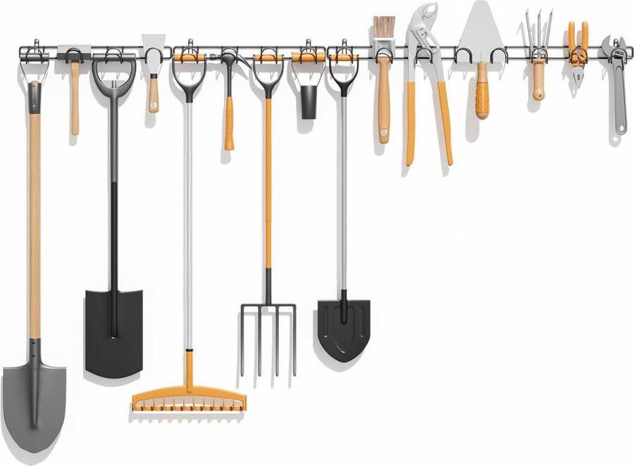 Opbergrek voor tuingereedschap wandgemonteerde opslagoplossingen voor schuur garageorganizer voor tuingereedschap met handvat 4 stuks zware haken voor snoeischaar schoppen harken