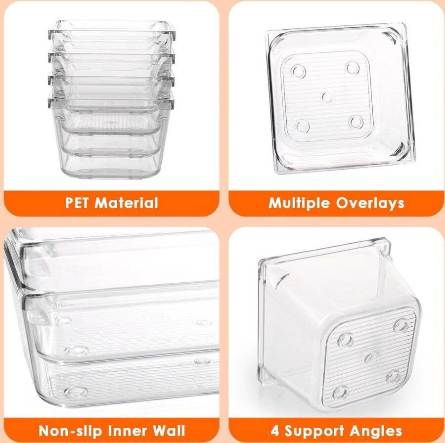 Opbergsysteem laden 28 stuks transparant plastic veelzijdige lade-organizer antislip make-uptafel organizer keuken badkamer kantoor