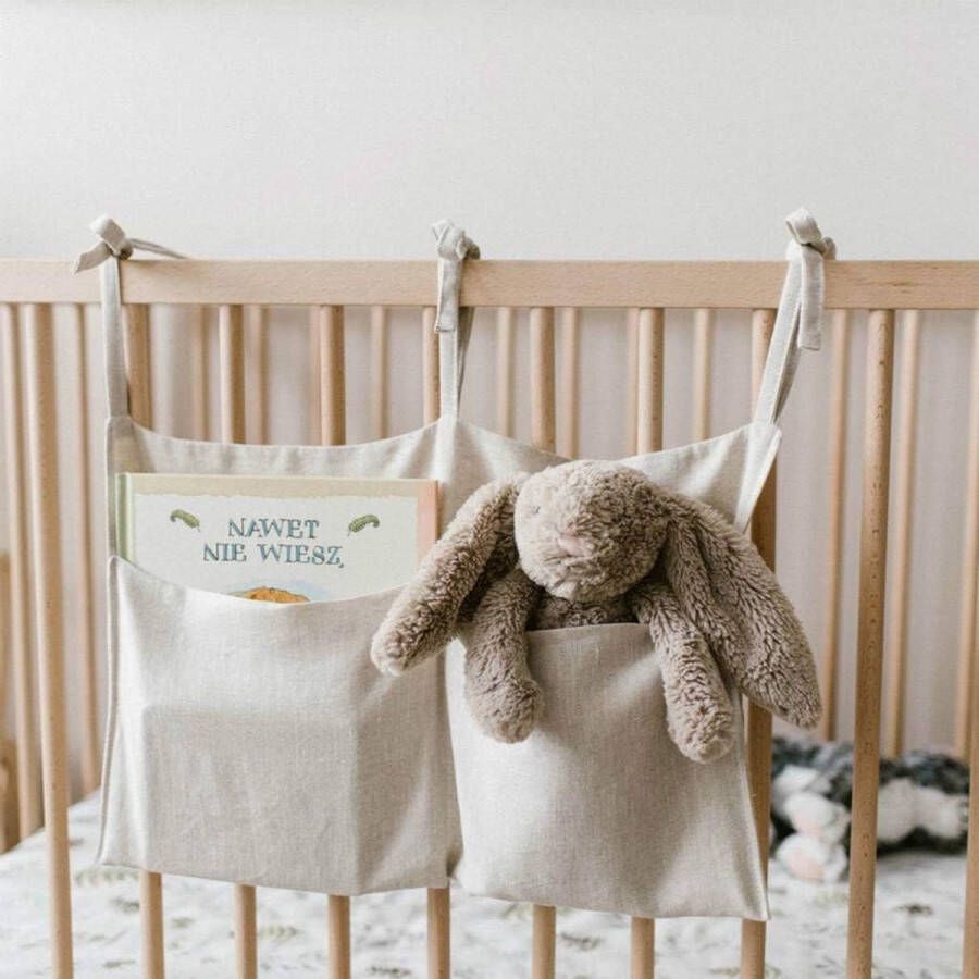 Opbergtas om op te hangen babybed tas organizer voor kleuterschool en bed robuust nachtspeelgoed opbergtas (beige)