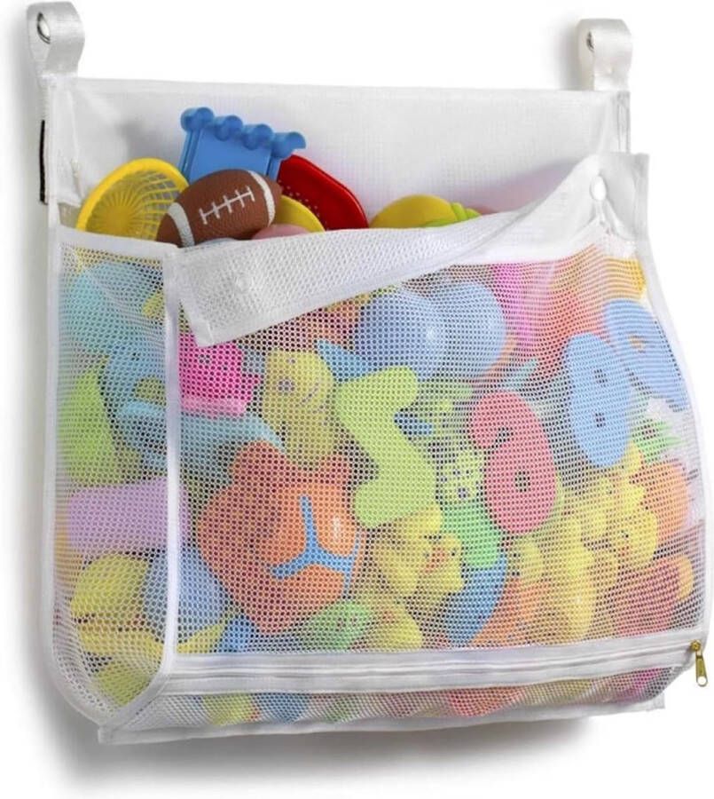 Opbergtas voor badspeelgoed hangende organizer tas badspeelgoed ritssluiting mesh-tas opbergtas ideaal voor de badkamer van het gezin. (wit)