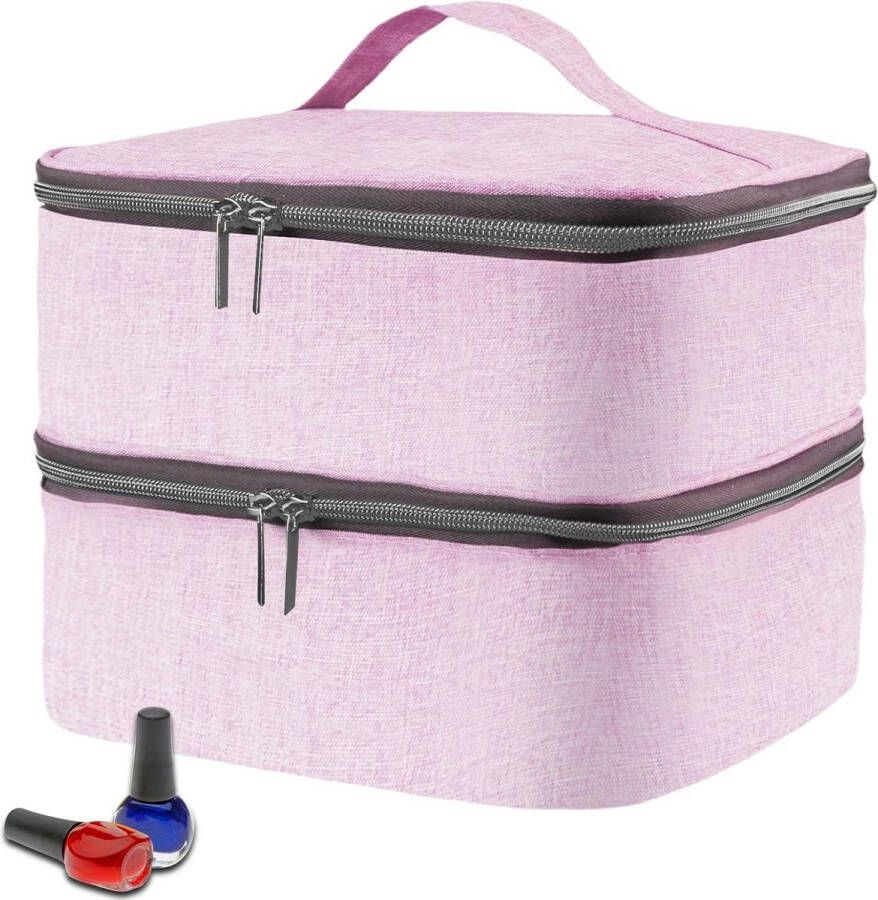 Opbergtas voor nagellak draagbare nagellakorganizer met dubbele lagen voor 30 flessen inclusief nagellamp nagellak koffer