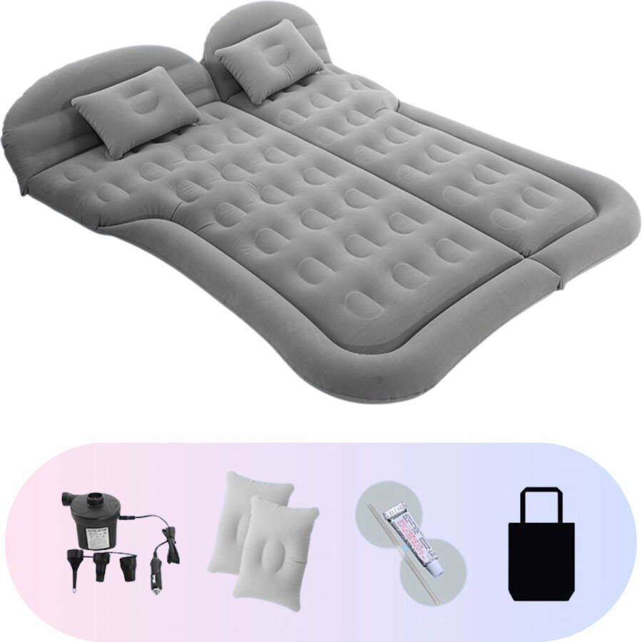 Opblaasbaar Auto Matras Auto Luchtbed Grijs Achterbank en Achterbak Tweepersoons 3-in-1 Universeel Automatras Inclusief Elektrische Pomp en Accessoires Kampeer Luchtbed voor Reizen