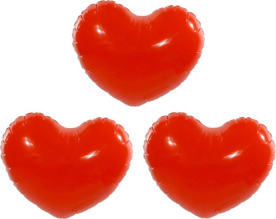 Merkloos Opblaasbaar hart 3x rood pvc B45 x H35 cm Valentijnsdag versiering Opblaasfiguren