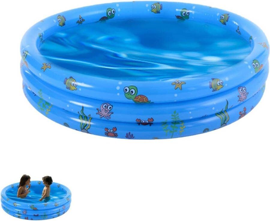 Opblaasbaar kinderbadje diameter 100 x 35 cm Familiezwembad oceaanblauw met zoekwoord kinderzwembad