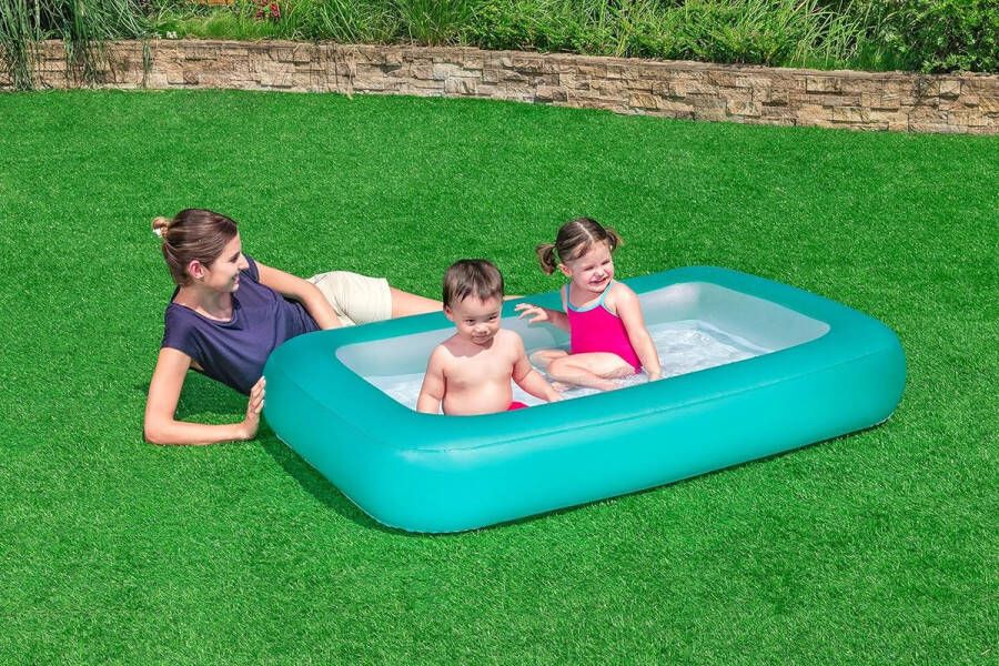 Opblaasbaar kinderzwembad vanaf 2 jaar groen 165 x 10 x 165 x 104 x 25 cm Speels plonsbad voor peuters