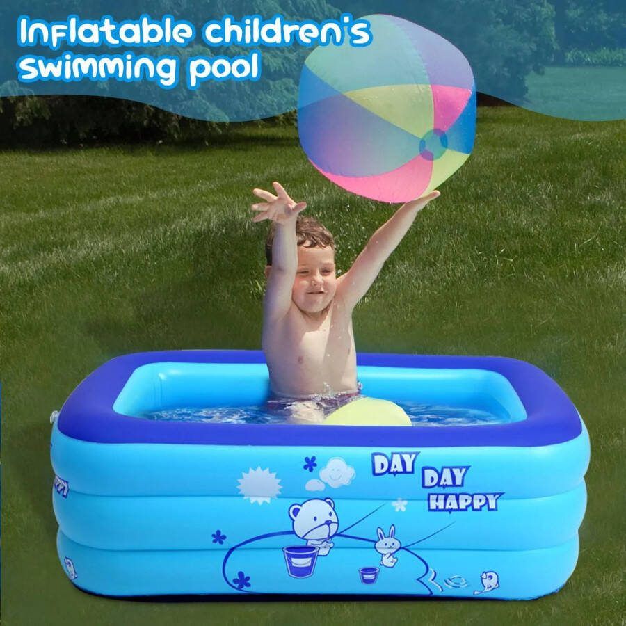 Opblaasbaar Zwembad met Bubbelbodem Ideaal voor Zomers Waterplezier voor Kinderen Badkuip Ballenbak Zandbak Speelgoedpool 110x70x38 cm