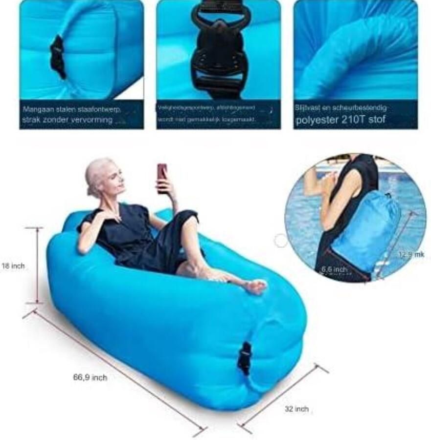 Opblaasbare Bank Opblaasbare Sofa Opblaasbare Zetel Blauw