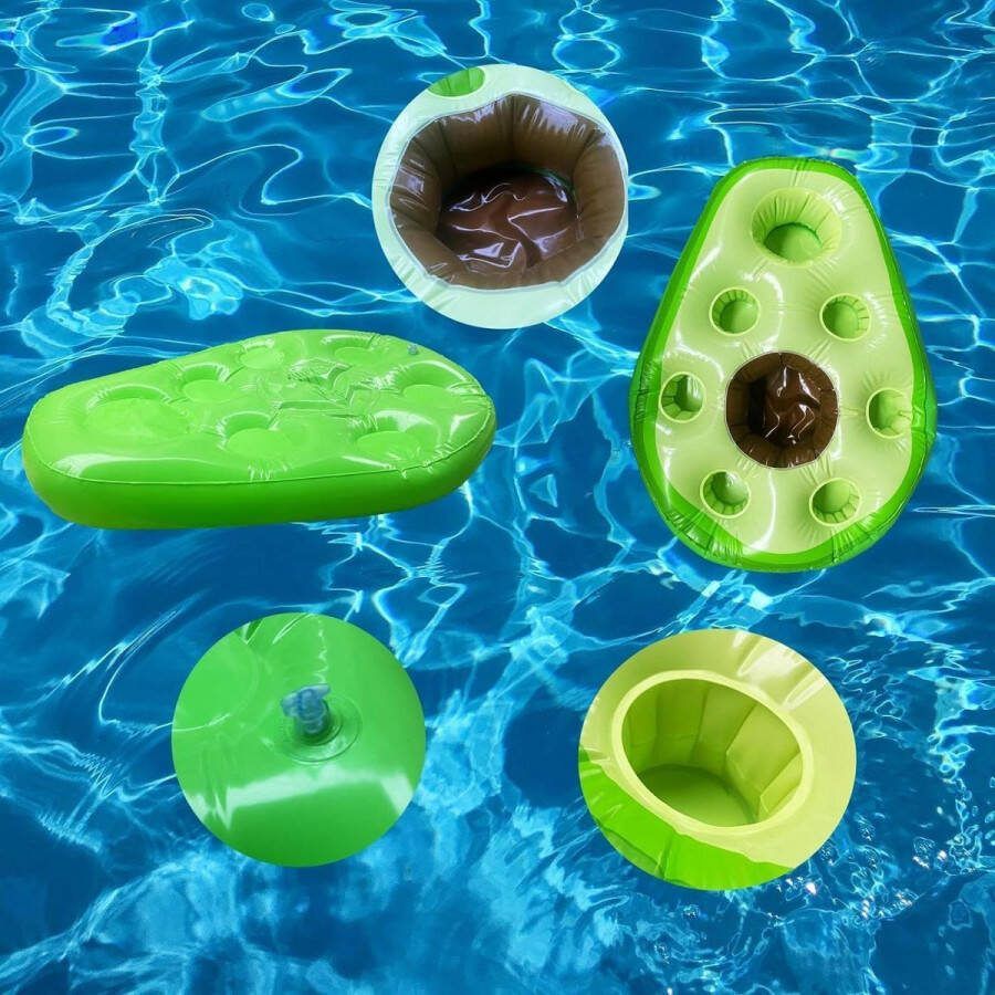 Opblaasbare Bekerhouder voor Zwembad met 8 Gaten Drijvende Drankhouder Bierhouder Luchtpomp Opblaasbare Bar Strand Zwembad Avocado Drijvende dienblad