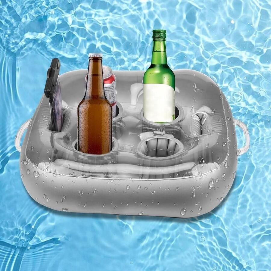 Opblaasbare drankhouder met 4 gaten drijvende zwembadbar grote capaciteit strand zwembadfeest zomer zwembad party waterplezier themafeest opblaasbaar mocktailhouder voor zwembad Drijvende dienblad