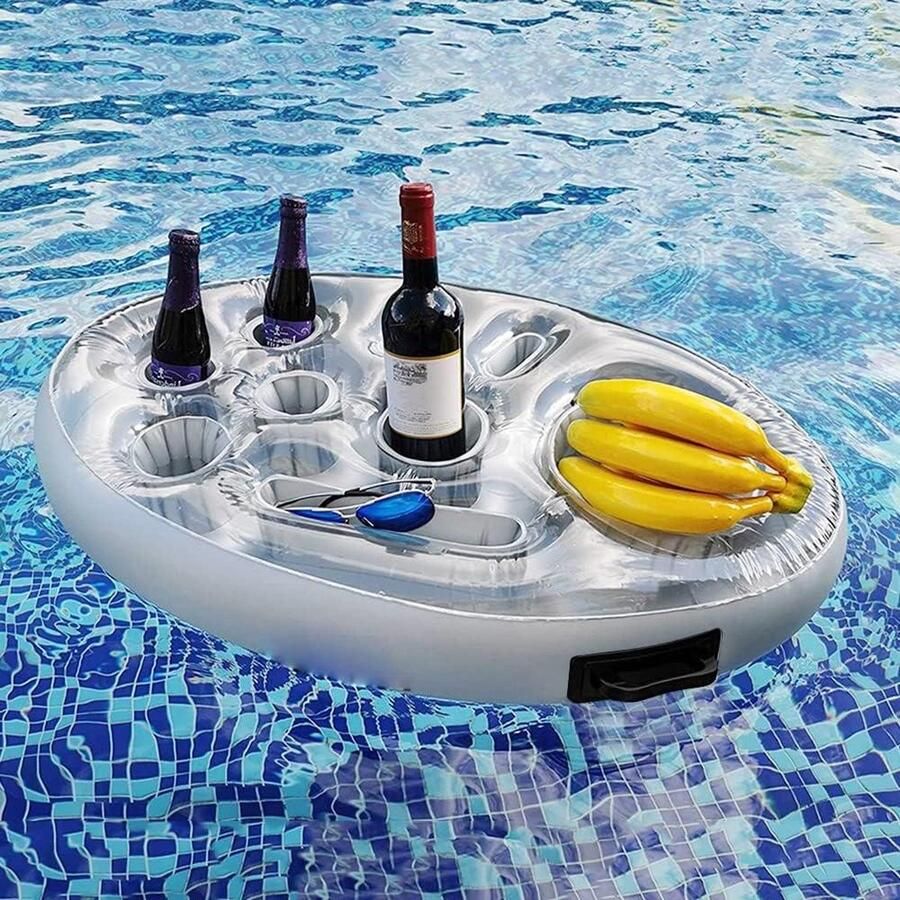 Opblaasbare drijvende drankhouder voor zwembad bierhouder met 8 gaten zomerfeest en strandaccessoire Drijvende dienblad