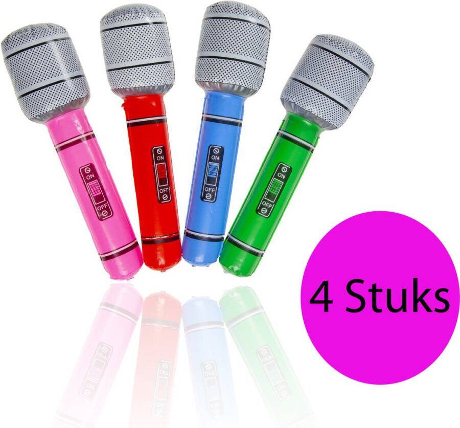 Opblaasbare Microfoon 4 STUKS Carnaval Feestartikel Muziekinstrument verkleed accessoires 25 Cm