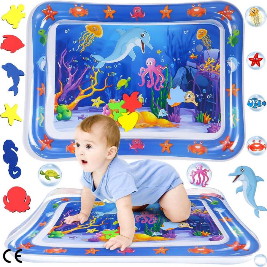 Opblaasbare Watermat voor Baby's Sensorisch Babyspeelgoed voor Ontwikkeling van Zintuigen Watermat – Speelkleed Ideaal voor 3 6 9 Maanden Oude Baby's 65 x 50 cm