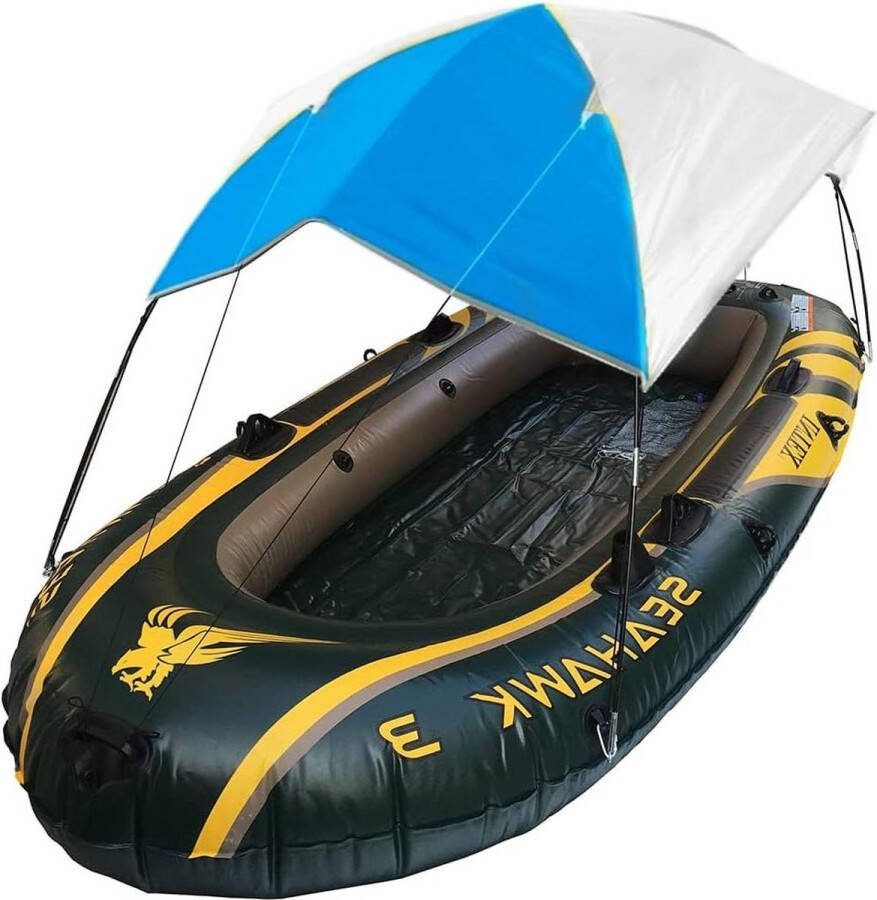 Opblaasboot Parasol Zeilen Luifel Dak Luifel Top Cover Vissen Tent Strand Zonnescherm Blauw (4 Personen)