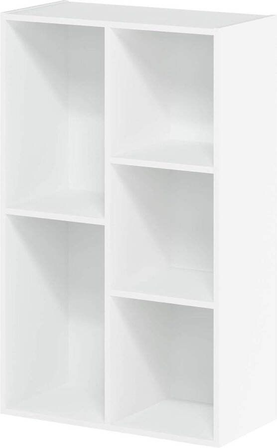 Open boekenkast 5 vakken hout wit 495 x 2398 x 80 cm book seat