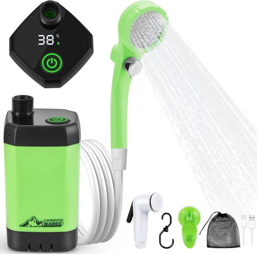 Opgewaardeerde draagbare douche campingdouche met oplaadbare 4500mAh batterij en zinkende bodemontwerp buitendouche met intelligent digitaal display