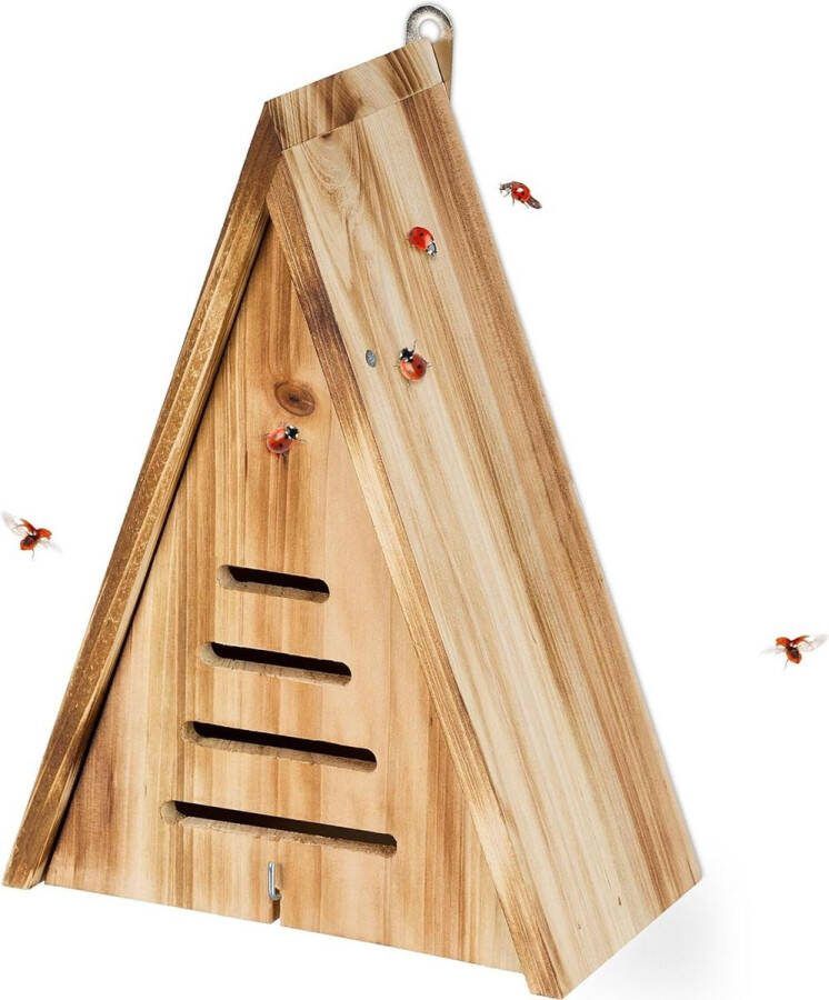Ophangen onbehandeld hout insectenhotel balkon Lieveheersbeestjeshotel tuin bruin