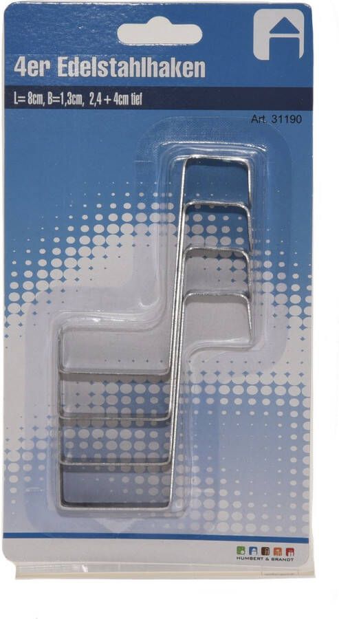 Merkloos Sans marque 4x RVS deurhaken ophanghaken 8 x 4 cm keuken badkamer ruimtebesparende kapstokhaken
