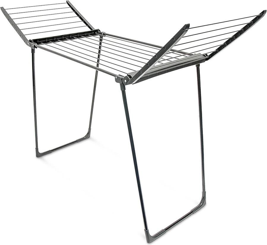 Opklapbaar droogrek 104x169x545 cm 13m waslijn zwart