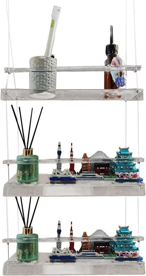 Opknoping Plant Plank Indoor Clear Acryl Plantenplanken Plant Stand Bloempot Organizer Opbergrek voor Slaapkamer Badkamer 3 Tier