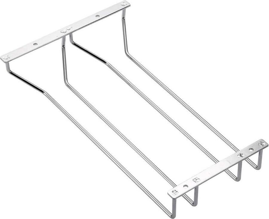 Opknoping Wijnglas Rack Stemware Houder Met Schroeven Chrome Afwerking 35cm 2 Rijen