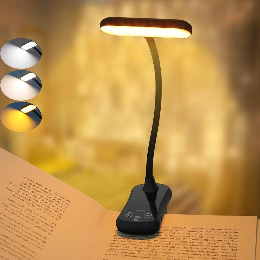 Oplaadbare Boekenlamp 20 LED's Oogbeschermende Leeslamp Clip op Boek Desktop Traploos Dimbaar 24 Modi voor Lezen in Bed Leeslampje Book