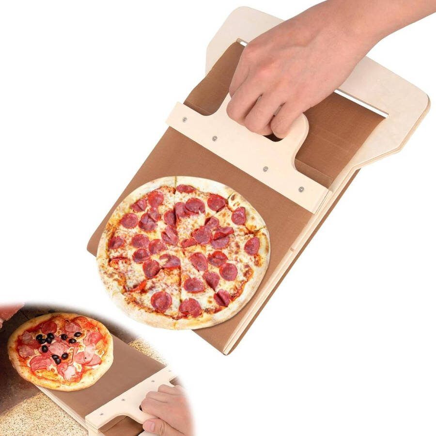 Oprolbare schuifbare pizzaschep met handvat en anti-aanbaklaag ophangbaar 42 x 255 cm