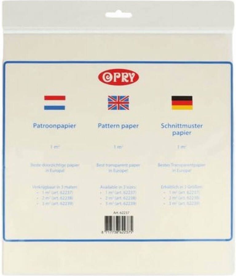 Opry patroonpapier 1m2 transparant patroonpapier transparant 1m2