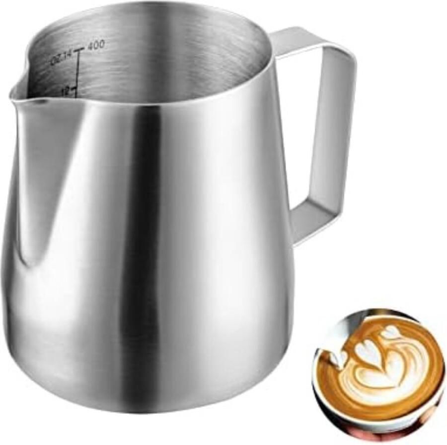 Opschuimkan Melkkannetje Opschuim kannetje 400 ml Mattiertes Zilver