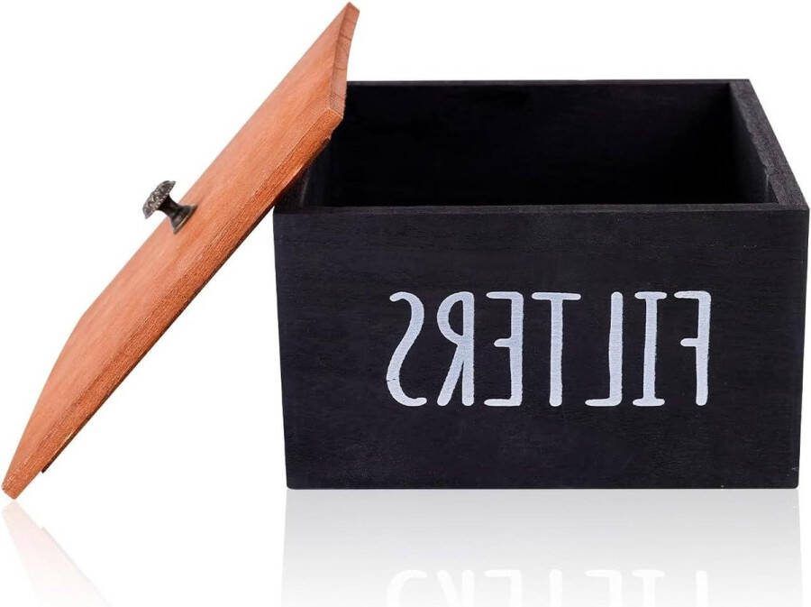 Opslag Koffiefilters Houten Koffiefilterhouder met Deksel voor op het Aanrecht Decoratieve Koffiefiltercontainer Organizer