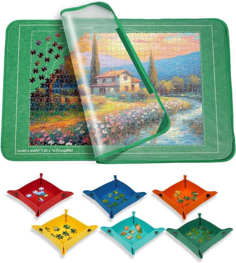 Opslag Legpuzzelbord 1000 stukjes Handige Legpuzzel opbergbord 81 x 55 cm Puzzelaccessoires Sorteerbakken Doorzichtige deksel