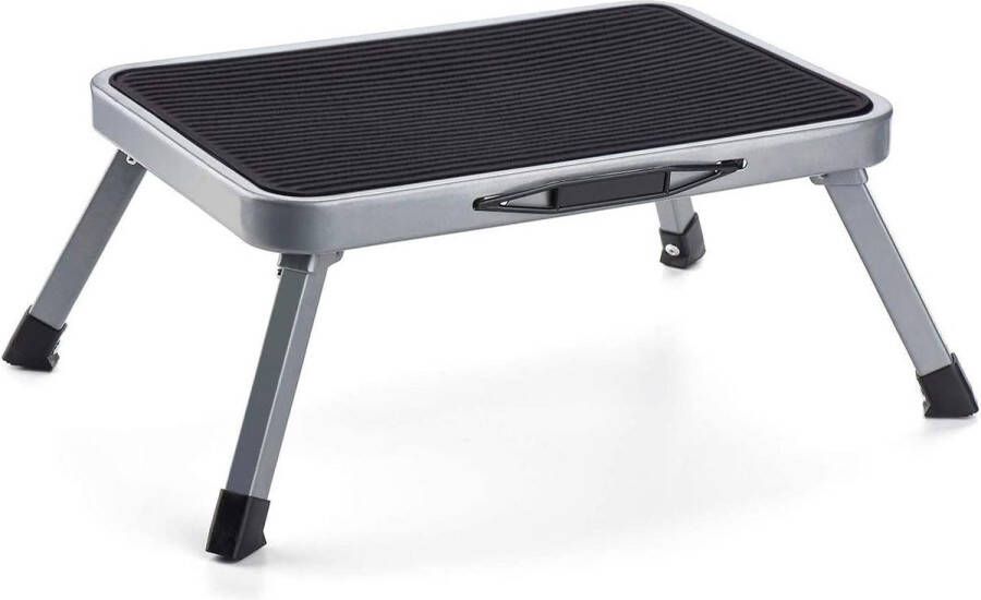 Opstapladder met 1 trede Kleine opstapladder Opvouwbare opstapkruk Opvouwbare zwarte ladder Opvouwbare kruk Caravan opstapje maximale belasting 150 kg brede opstap