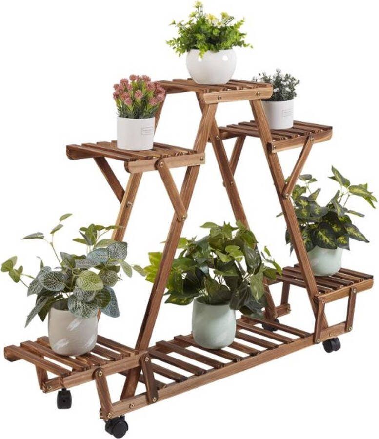 OptiGoodz Plantenrek Verkoold Hout Plantenrek Plantenrekken