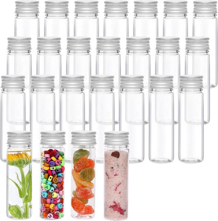 Opvangbak vloeistoffen Helder Plastic Test Buisjes met Schroef Dop & Schoonmaak Borsteltje 50ml Herbruikbaar Transparante Container Buisjes voor Snoep Opslag Vloeistoffen Badzout Kralen en Bloemen Opvangbak vloeistoffen