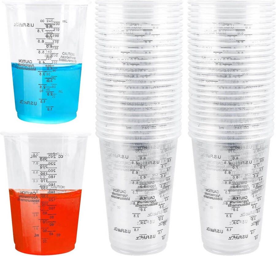 Opvangbak vloeistoffen Maatbeker met schaal 50 stuks 240 ml kunststof mengen vloeistoffen harsmengsel verf pigment keuken Opvangbak vloeistoffen