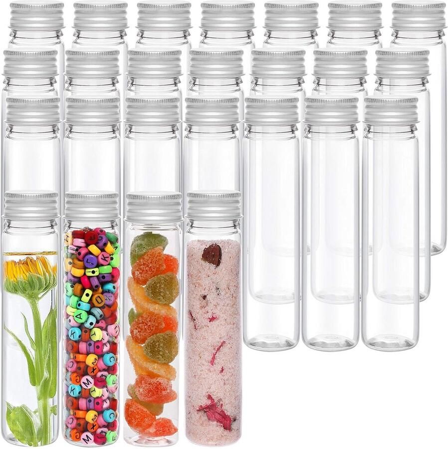 Opvangbak vloeistoffen Reageerbuisjes met Schroefdoppen 110ml Herbruikbaar Transparante Container Buisjes Voor Snoep Opslag Feest Vloeistof Badzout Kralen & Bloemen Opvangbak vloeistoffen