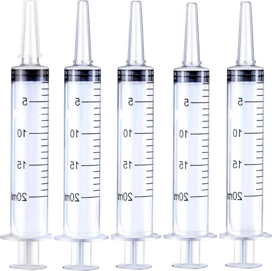 Opvangbak vloeistoffen Spuiten 20 ml 5 stuks herbruikbare plastic meetspuit laboratoriumspuit voor lijm transparant Opvangbak vloeistoffen