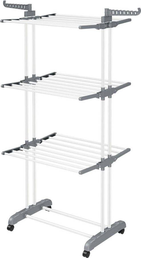 Opvouwbaar droogrek voor wasgoed 4-laags kledingrek van roestvrij staal 64 x 126 x 172 cm wit