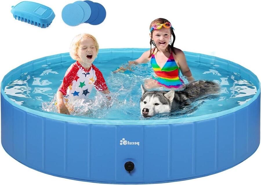 Opvouwbaar hondenzwembad zwembad hondenbad met antislip blauw 160 * 30cm