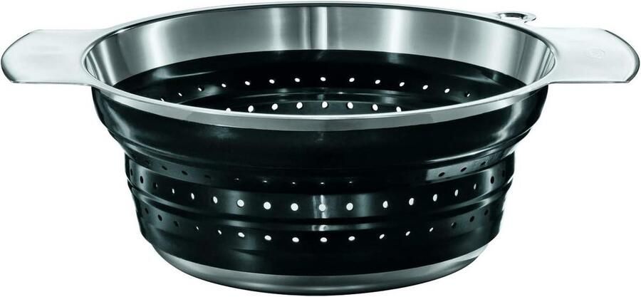 Opvouwbaar Roestvrij Staal Vergiet Keukenaccessoire Zwart Diameter 24 Cm