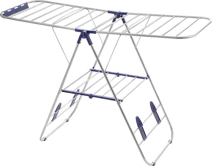 Opvouwbaar wasrek staande droger kledingrek 16 m drooglengte roestvrij staal zilver folding wall laundry rack