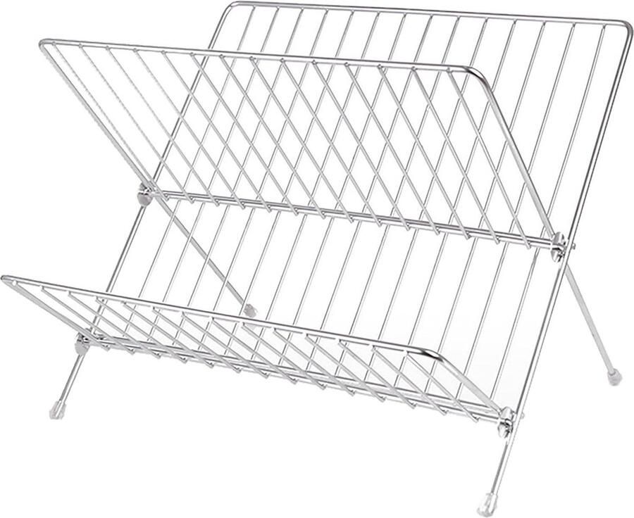 2 Tier Opvouwbaar X Shape Dish Droogrek Dish Drainers en Storage Rack voor Home Kitchen Counters