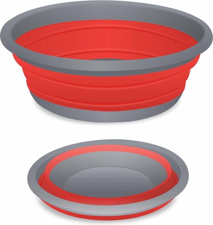 Opvouwbare afwasteil 5L Medium Ronde Afwasbak Wastafel Multifunctionele Outdoor Reizen Draagbare Siliconen Kom Tub Emmer Keuken Camping Caravans Water Carrier Rood Opvouwbare afwasteil
