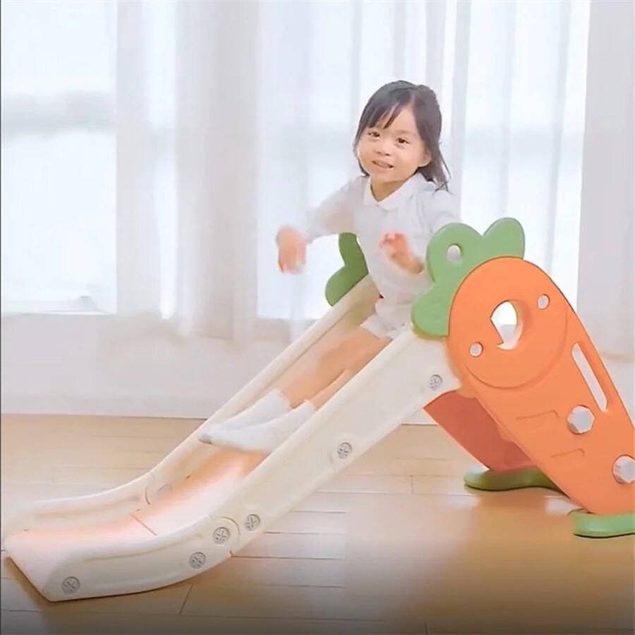 Opvouwbare Baby Glijbaan – Schattig Wortel Ontwerp Plastic Kinderglijbaan voor Buiten Ideaal Peuterspeelgoed en Kinderspeelgoed
