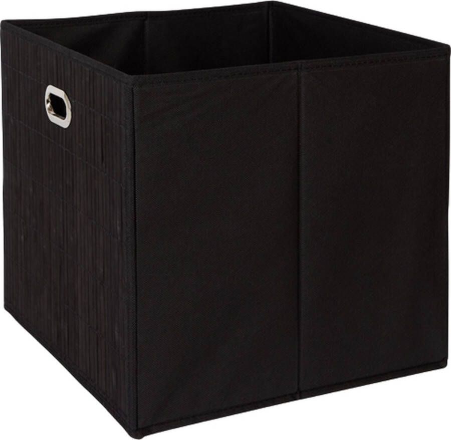 Opvouwbare Bamboe Opbergdoos Mand Zwart Foldable Bamboo Storage box 31 x 31 x 31 cm handige inkeping Ideaal voor in een vakkenkast