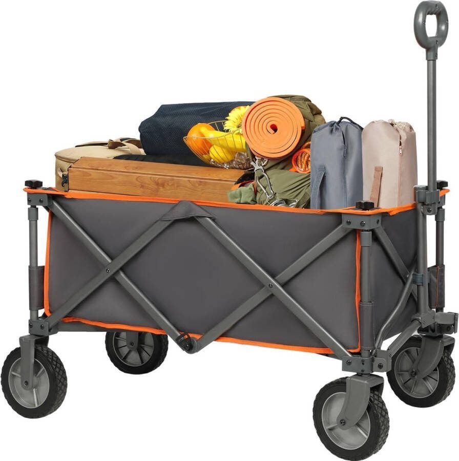 Opvouwbare bolderkar met snelspannende stof vouwwagen transportwagen draagbaar strandwagen tuinwagen belastbaar tot 100 kg voor camping tuin winkelen